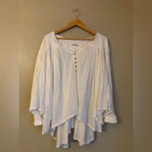 We the Free People Lyrical Tunic Cream Cotton Flowy Tunic Top Small Bohemian